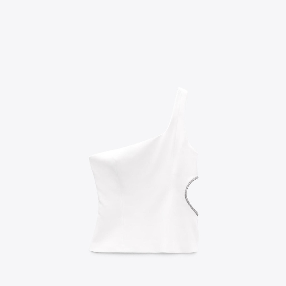 Zara white jeweled top